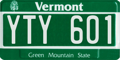 VT license plate YTY601