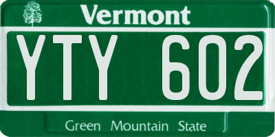 VT license plate YTY602