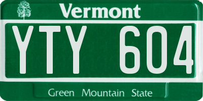 VT license plate YTY604