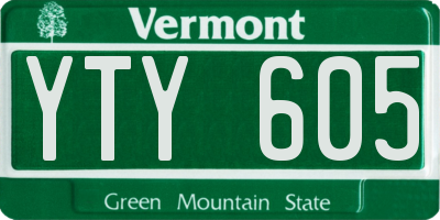 VT license plate YTY605