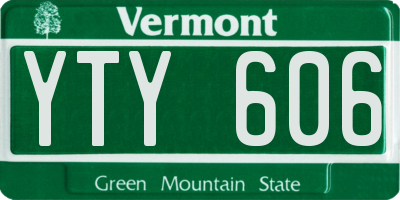 VT license plate YTY606
