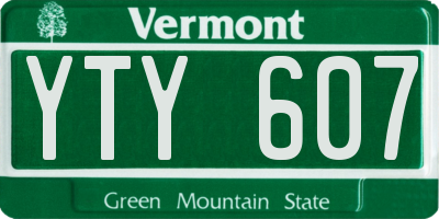 VT license plate YTY607
