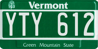 VT license plate YTY612