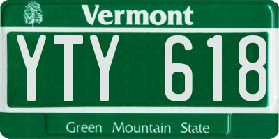 VT license plate YTY618