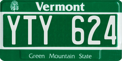 VT license plate YTY624