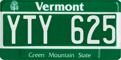 VT license plate YTY625