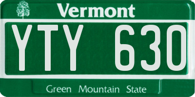 VT license plate YTY630