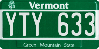 VT license plate YTY633