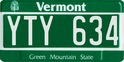 VT license plate YTY634