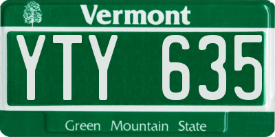 VT license plate YTY635