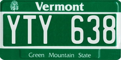 VT license plate YTY638