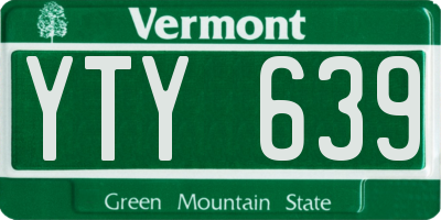 VT license plate YTY639