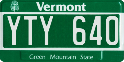 VT license plate YTY640