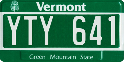 VT license plate YTY641