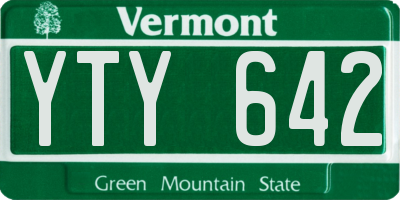 VT license plate YTY642
