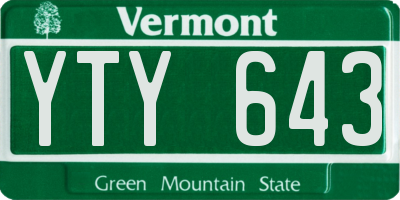 VT license plate YTY643