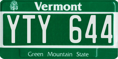VT license plate YTY644