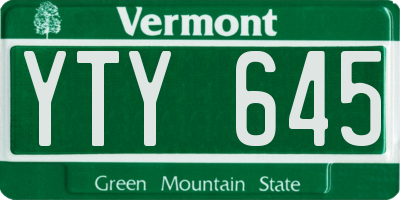 VT license plate YTY645