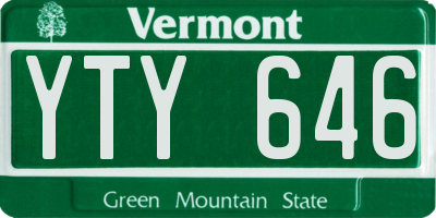VT license plate YTY646