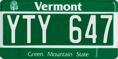 VT license plate YTY647