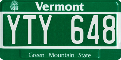 VT license plate YTY648