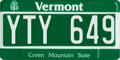VT license plate YTY649