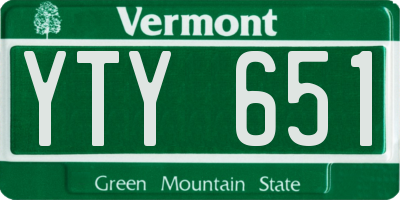 VT license plate YTY651