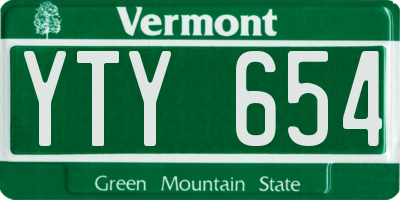VT license plate YTY654