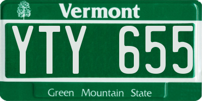 VT license plate YTY655