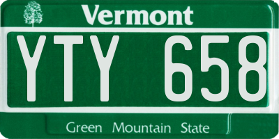 VT license plate YTY658