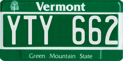 VT license plate YTY662