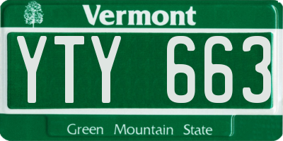 VT license plate YTY663