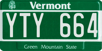VT license plate YTY664