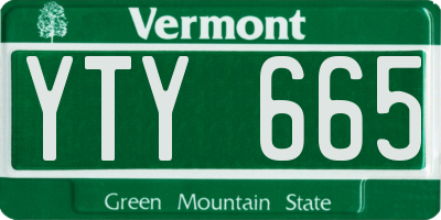 VT license plate YTY665
