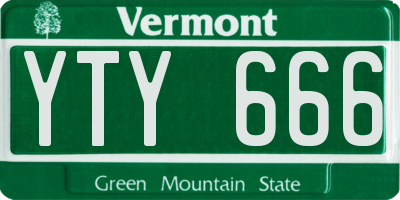 VT license plate YTY666