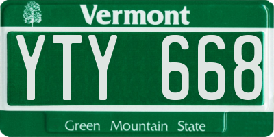 VT license plate YTY668