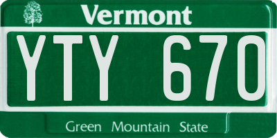 VT license plate YTY670