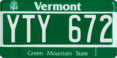 VT license plate YTY672