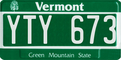 VT license plate YTY673