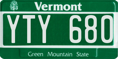 VT license plate YTY680