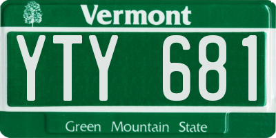 VT license plate YTY681