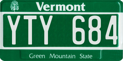 VT license plate YTY684