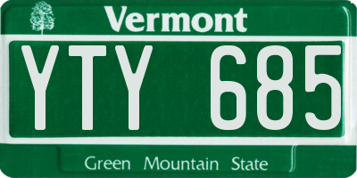 VT license plate YTY685