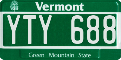VT license plate YTY688