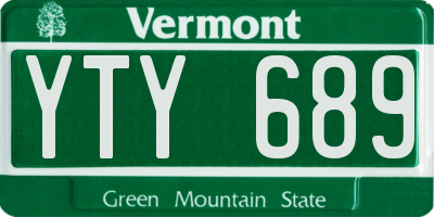 VT license plate YTY689