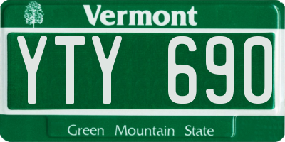 VT license plate YTY690