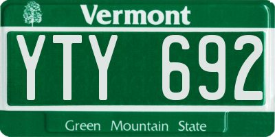 VT license plate YTY692