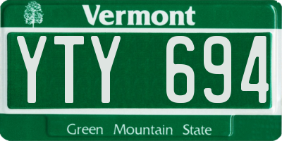 VT license plate YTY694