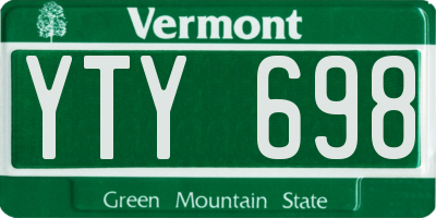 VT license plate YTY698