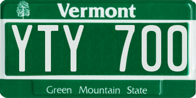 VT license plate YTY700